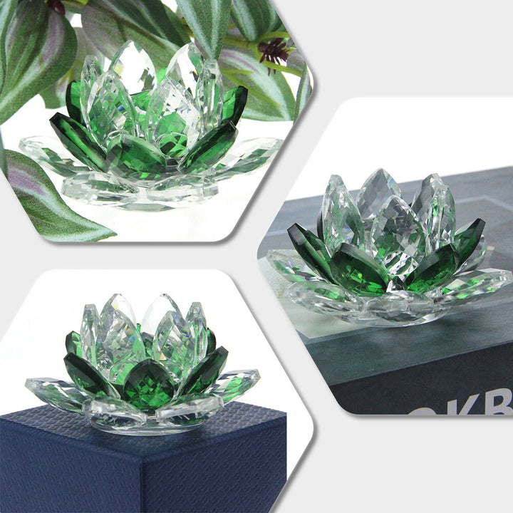 Lisslune | Crystal Lotus Flower Craft Glass Paperweight Home Decoration Ornaments Figures Home Wedding Party Decor Gifts Souvenir