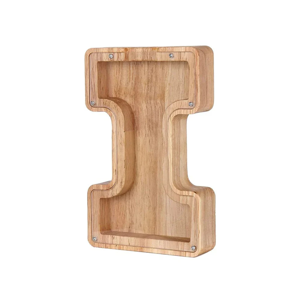 Lisslune | Wooden Alphabet Piggy Bank with Transparent Viewing Window for Stylish Saving