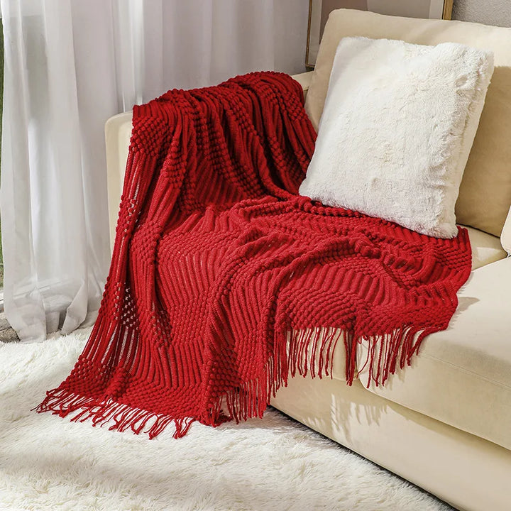 Lisslune | purple diamond knit blanket