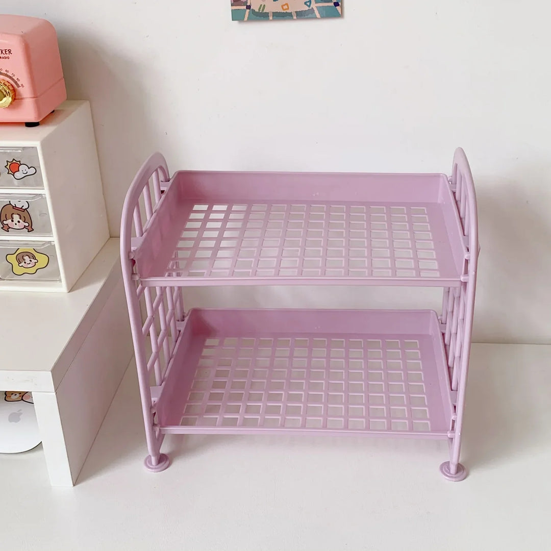 Rynx | Sweet Room Storage Organizer Storage Shelf Kawaii 2-Layer Desktop Cosmetic Jewelry Storage Shelf Bathroom Shelf Storage Rack