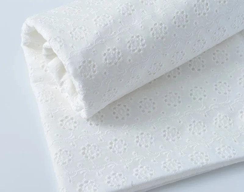 Lisslune | Elegant 100% Cotton White Lace Material