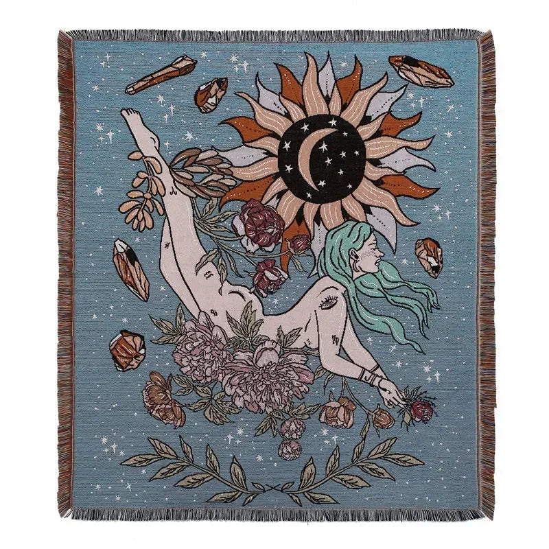 Lisslune | Sun & Flowers Wall Tapestry Blanket