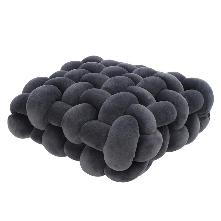 Lisslune | Living Room Soft Plush Knot Pillow Sofa Pillow Solid Color Square Handwoven Home Throw Pillow Square Woven Seat Cushion Pillow