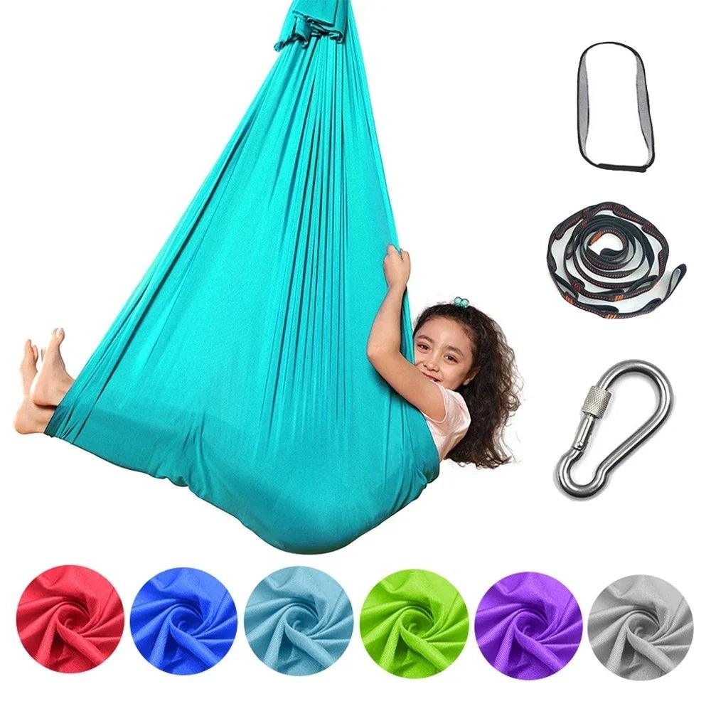 Lisslune | Versatile Nylon Swing Hammock for Sensory Therapy and Relaxation with Yoga Straps
