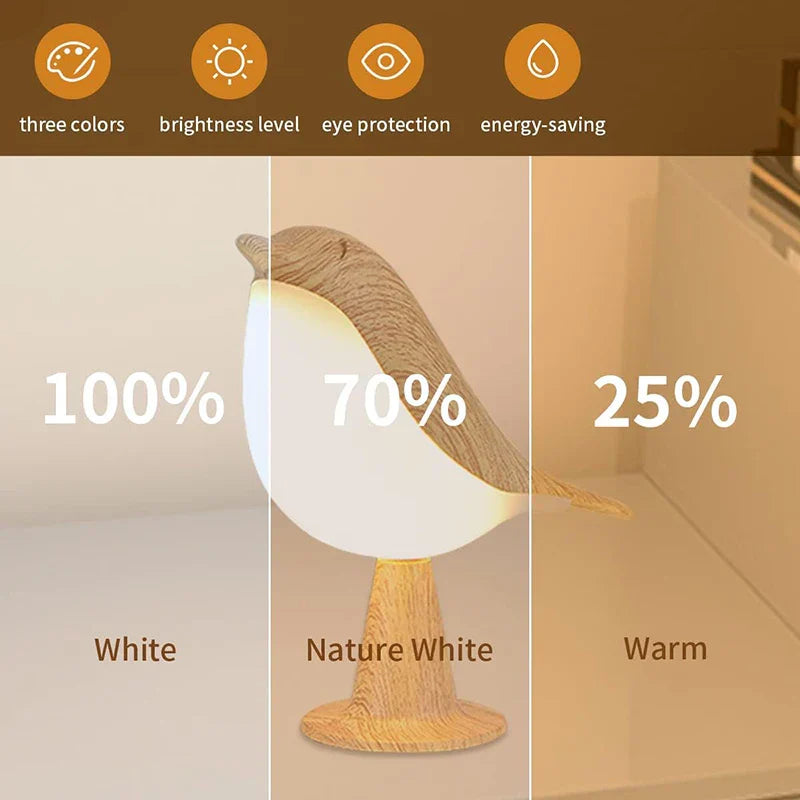 Lisslune | Wooden Bird LED Touch-Switch Night Lamp