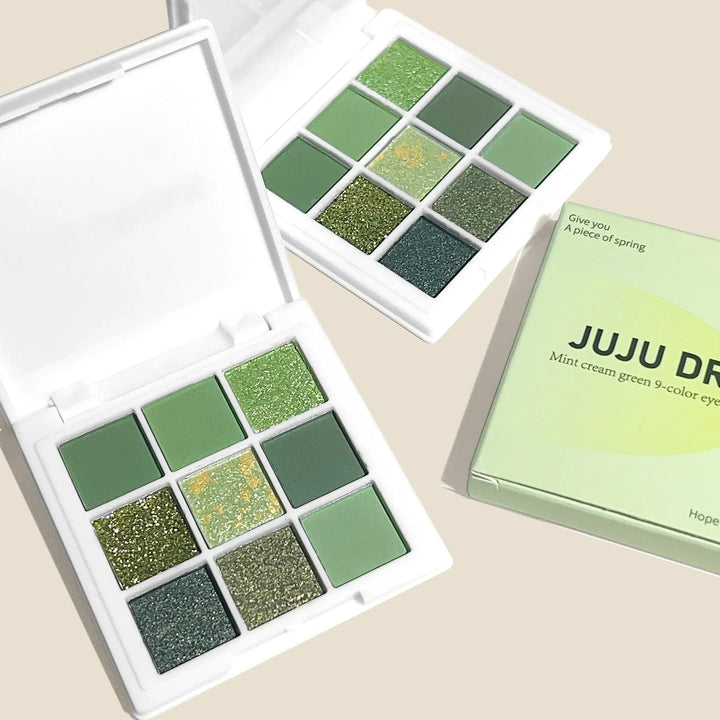 Rynx | Green Eyeshadow Avocado Cream Nine-Color Brightening Eye Enhancer Reflective Diamond Nine-Square Eyeshadow Palette Wholesaler