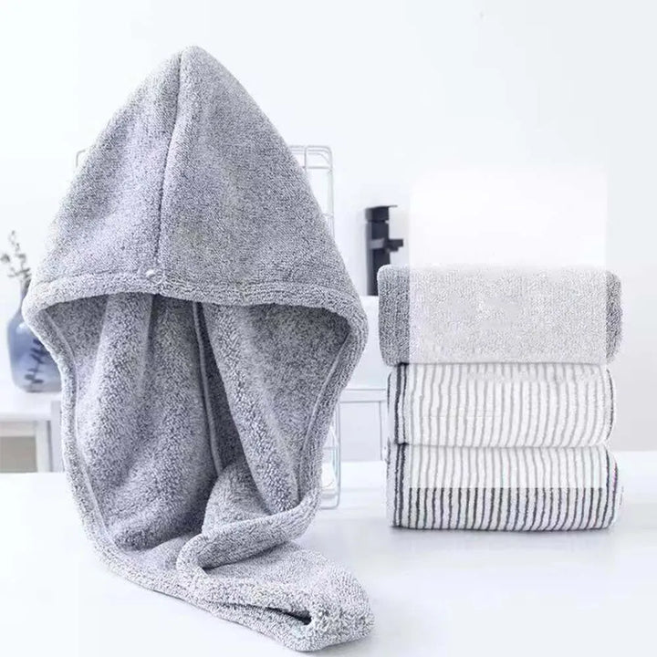 Rynx New Grey Bamboo Activated Charcoal Drying Hood, soft water-absorbing shower caps, home and daily drying hair towels