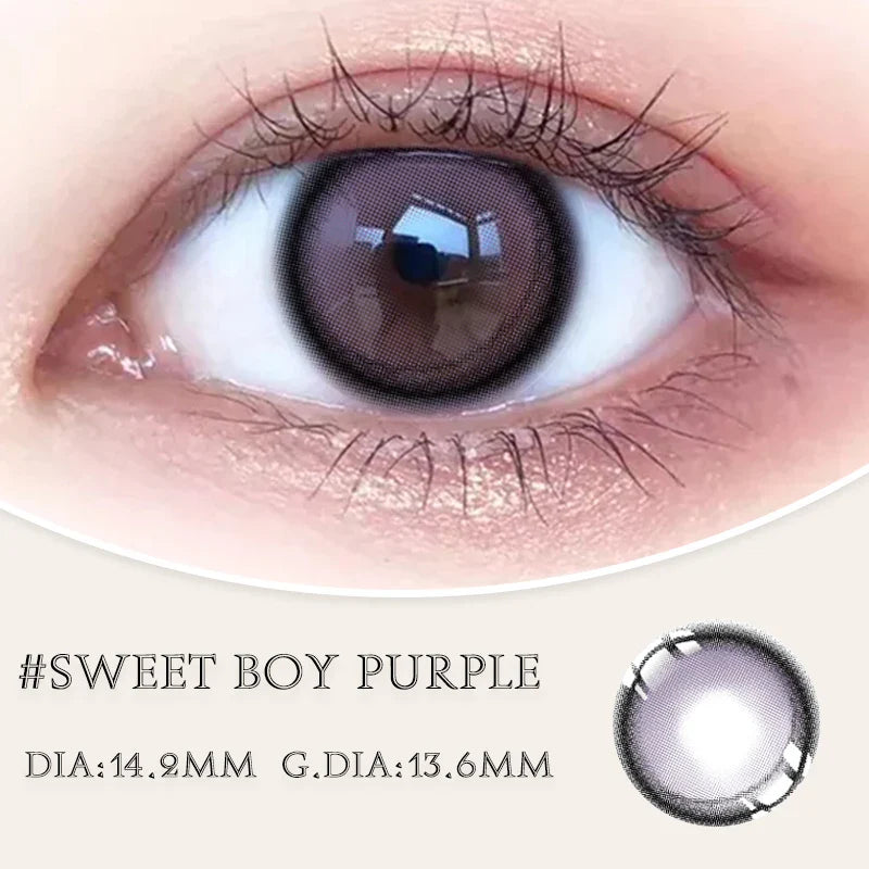 Lisslune | 1Pair Neue Myopie-Linsen Farbige Kontaktlinsen mit 0-800 Dioptrien Natürliche Linsen Pinke Augenlinsen Farb Kosmetisch Koreanisch