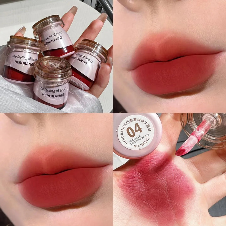 Rynx | 6 Colors Matte Lipstick Canned Pudding Lipstick Pink Lip Gloss Long-Lasting Lip Lacquer Does Not Fade Long-Lasting Lip Makeup Cosmetics