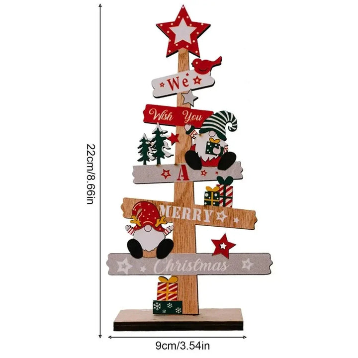 Rynx Wood Christmas Tree Desktop Ornament Santa Merry Christmas Sign Plaque Xmas Decoration for Home 2025 New Year Noel Gift