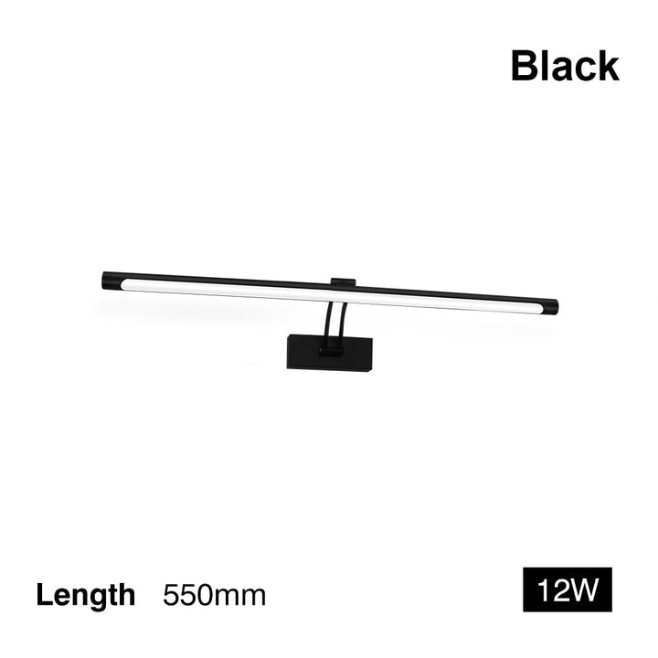 Lisslune | 80-100cm LED wall lamp - Modern black/silver wall light for the bathroom, internally mounted picture light