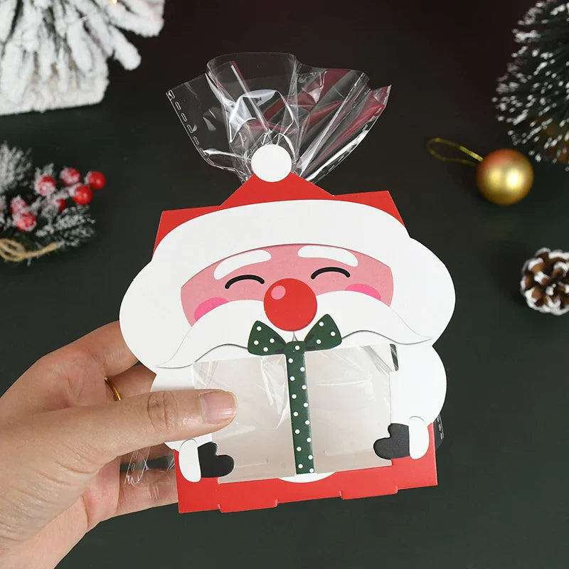 Rynx 8/16 Pieces Christmas Santa Cookie Bag Sweets Box Nougat Gift Packaging Accessories Xmas New Year Party Decoration Kids Gifts