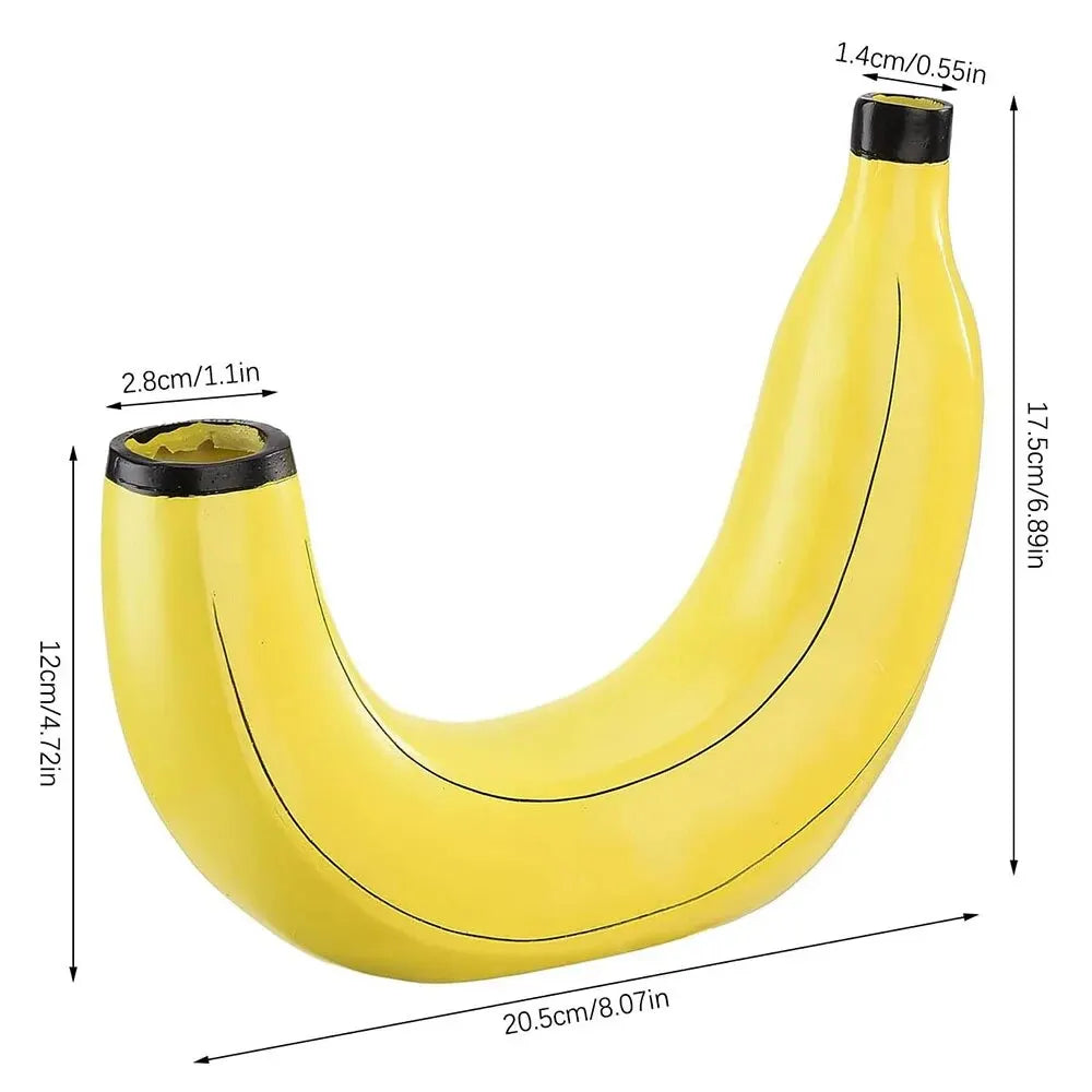 Lisslune | Banana vase, flower vase made of resin, cute banana shape, decorative tabletop vase for flower arrangements, living room, bedroom, home decoration