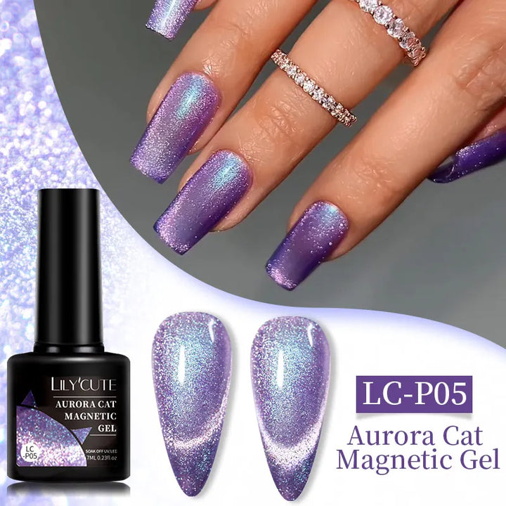 Rynx |7ML Snowlight Cat Magnetic Gel Nail Polish Grow-In-Dark Reflection Glitter Laser Semi-Permanent Soak Off UV Gel Nail Polish