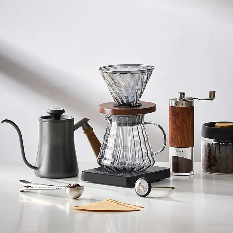 Lisslune | GIANXI Hand Punch Coffee Pot With Lid Drip Swan Neck Spout Coffee Water Kettle Long Opening Coffee Machine Coffee Accessories