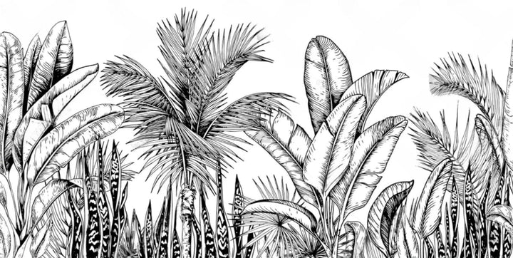 Lisslune | Elegant Monochrome 3D Banana Leaf Wallpaper for Stunning Living Spaces
