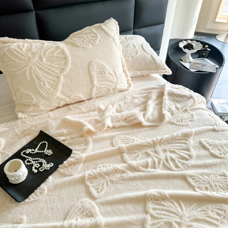 Rynx | Summer blanket Cool blanket 2024 New velvet solid color Jacquard multifunctional throw blanket, Jacquard butterfly style