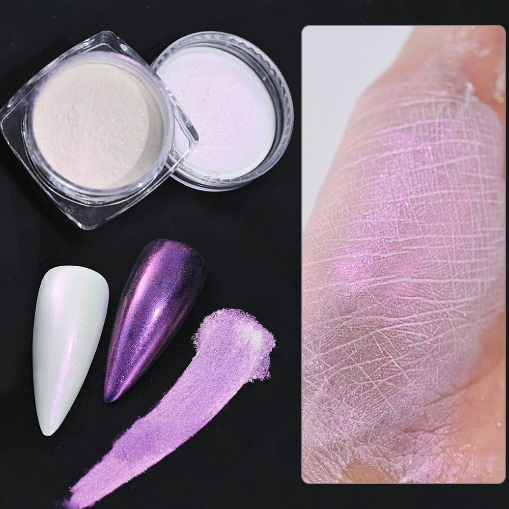 Rynx | 1jar Plating Aurora Chrome Nail Powder High Gloss Moonlight Mirror Fine Glitter Pigment Aurora Pearl Rub Dust Chrome Nails