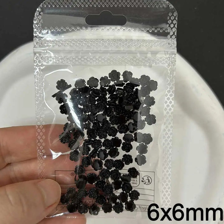 Rynx | 100 pcs. Light purple glitter camellia rose nail art charms 7.5/6mm flat back resin nail decoration sweet flowers nail supplies