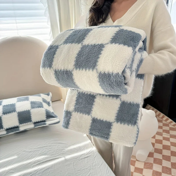 Rynx | Traditional Style Checkered Blanket Flannel Home Blanket Bedspread Plush Double-Sided Summer Air Conditioning Throw Blanket