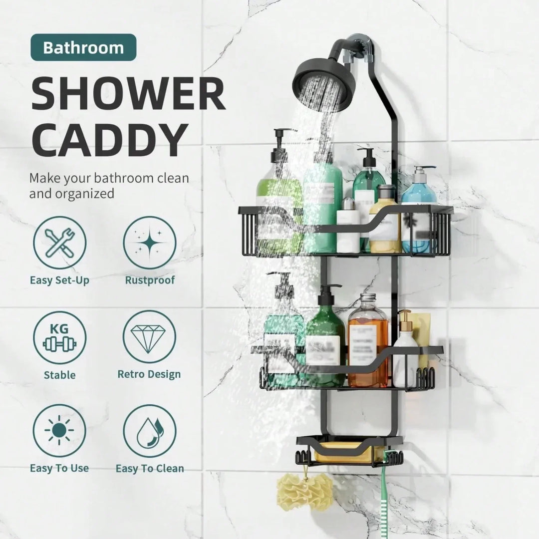 Rynx | Shower caddy Hanging bathroom basket storage Bathroom organizers high capacity Portable shelf Shower shelf Soap basket
