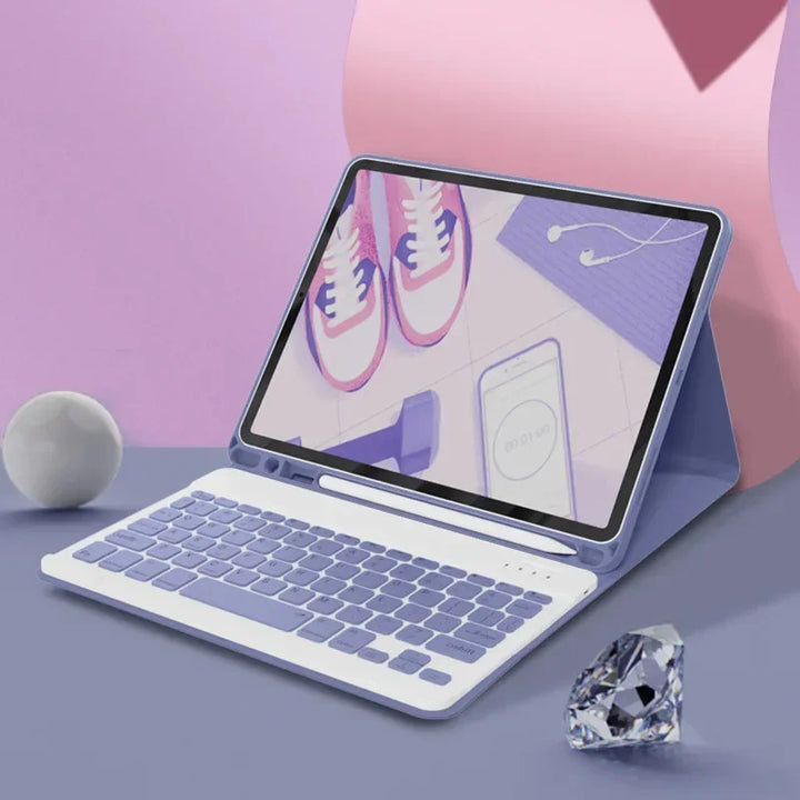 Lisslune | Spanische Tastaturhülle für iPad 10th Air 11 Air 5 4 10.9 Hülle 10.2 9th 8th Pro 11 10.5 Air 3 Wireless Magnet PU Flip Standhülle