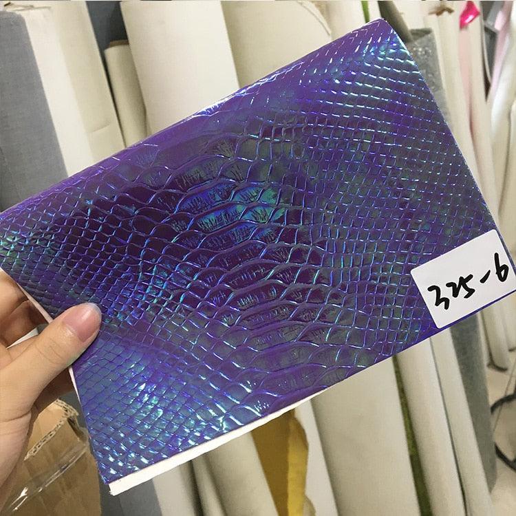 Lisslune | Pressed Holographic Crocodile Synthetic Leather Crafting Sheet - Premium DIY Material