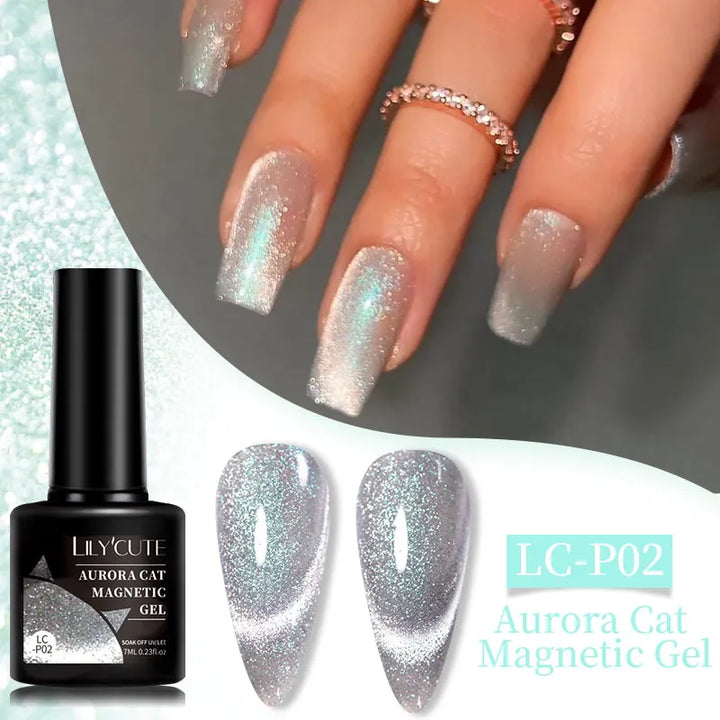 Rynx |7ML Snowlight Cat Magnetic Gel Nail Polish Grow-In-Dark Reflection Glitter Laser Semi-Permanent Soak Off UV Gel Nail Polish