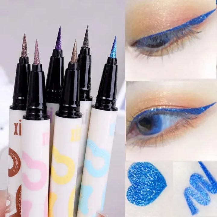 Rynx | Glitter Liquid Eyeliner Pen Waterproof Purple Pink Blue Eye Liner Pen Long-lasting Quick Dry Eye Makeup Cosmetics