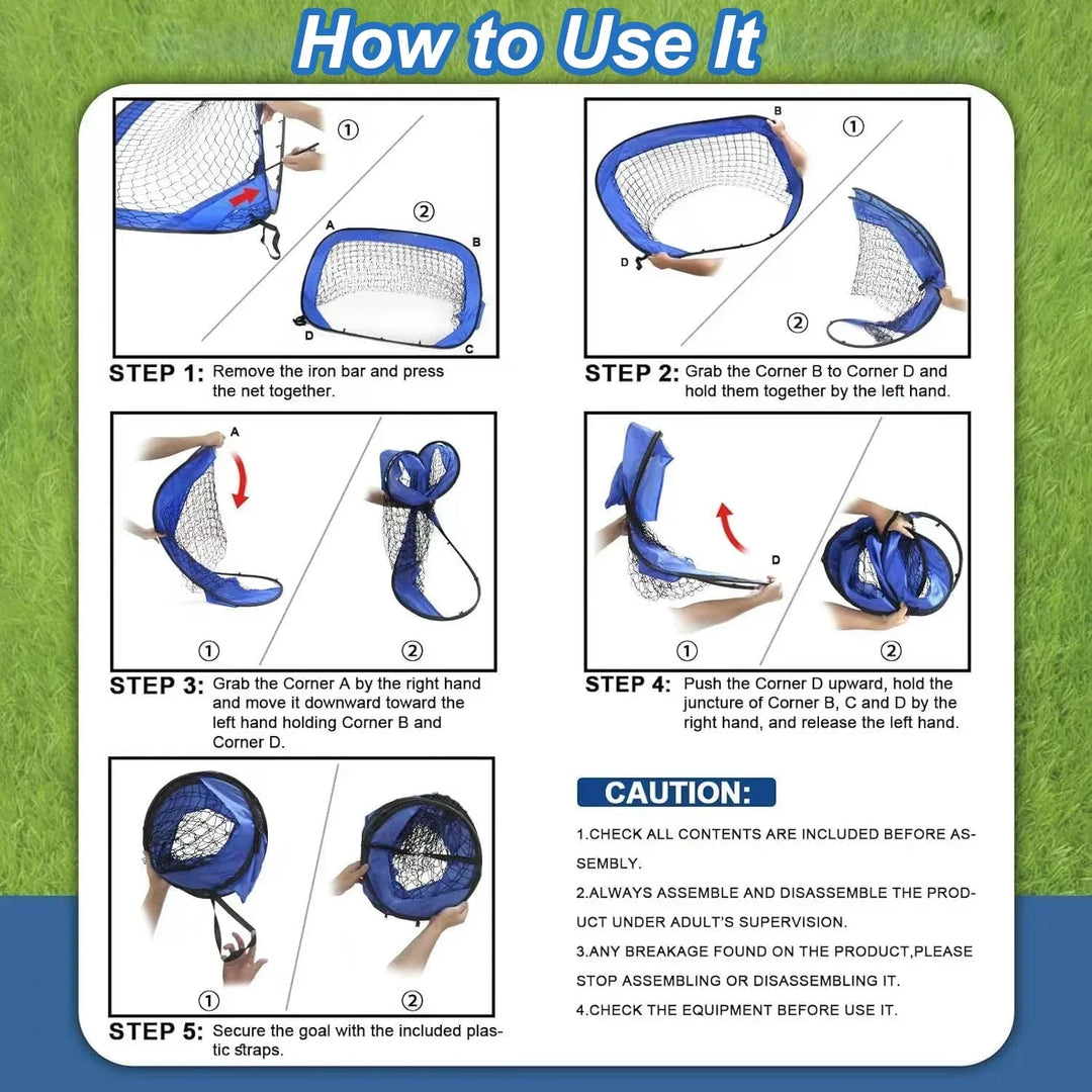 Lisslune | PlayMax Foldable Football Goal – Kids 4-in-1 Portable Soccer Net for Training & Outdoor Play