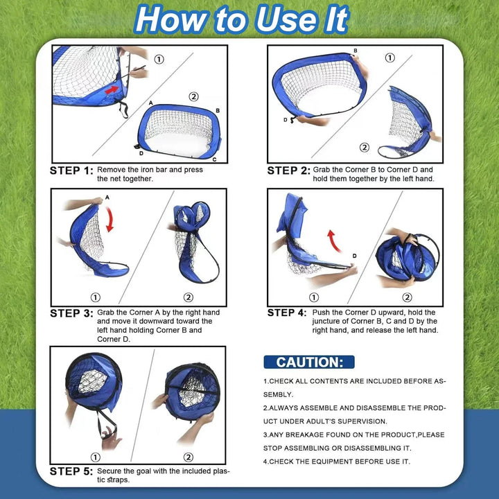 Lisslune | PlayMax Foldable Football Goal – Kids 4-in-1 Portable Soccer Net for Training & Outdoor Play