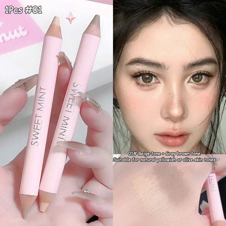 Rynx | 2 in 1 Double Head Face Contour Stick Highlighter Stick Beige Brown Matte Brighten Nose Shadow Cream Highlight Face Bronzer Makeup