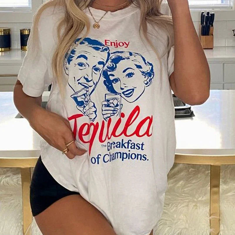 Lisslune | Tequila Retro Print T-Shirts