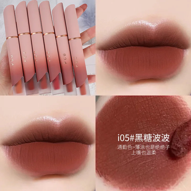 Rynx | Lipstick Matte Velvet Lip Mud Nude Matte Chocolate Lipstick Red Lip Tint Glass Korean Waterproof Long-lasting Makeup Women Cosmetics