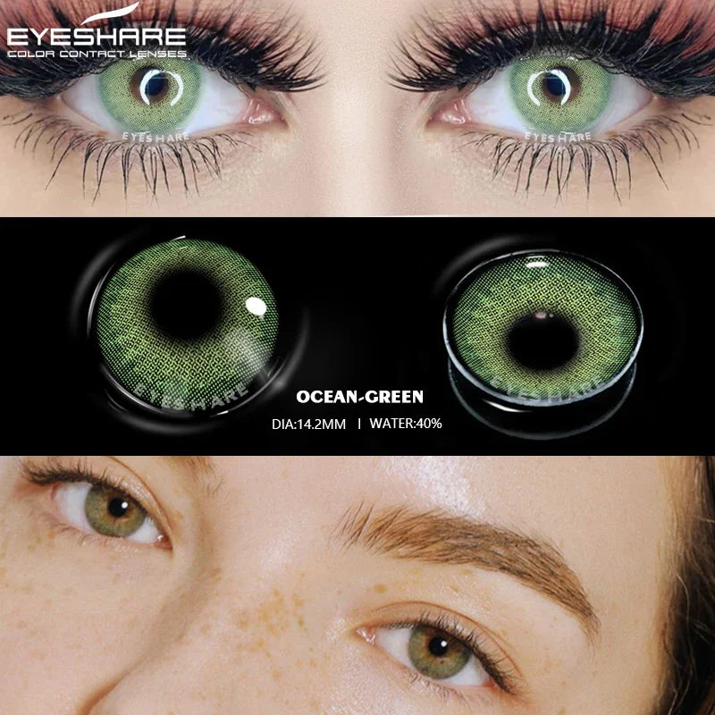 Rynx | 1 Pair Colored Lenses Ocean Colored Contact Lenses Beautiful Pupil Makeup Contact Lens Annual Use Cosmetic Beauty Eye Lenses