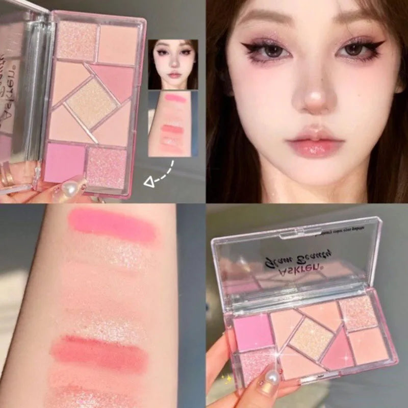 Rynx | Blue Nine Color Eyeshadow Palette Highlighter Long Lasting Glitter Eye Makeup Makeup Tool Transparent Acrylic Eyeshadow Palette