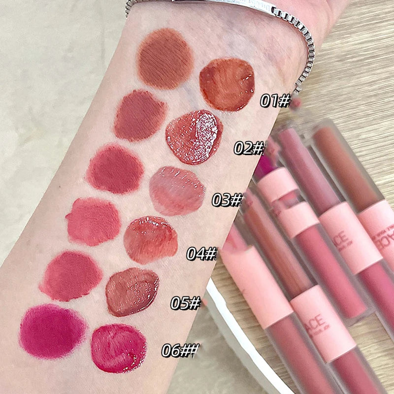 Rynx | Double Head Lip Lacquer Mirror Gel Lipstick Matte Fog Lip Mud Long-lasting Moisturizing Lip Gloss Tint Korea Makeup Women Cosmetics