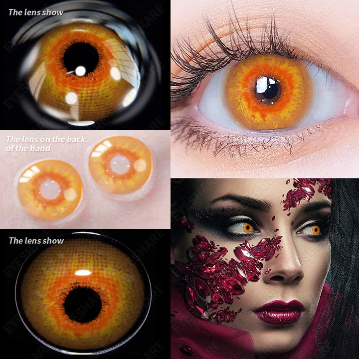 Rynx | 1 Pair Anime Color Contact Lenses for Eyes Yearly Red Lenses Black White Lenses Halloween Eye Lenses Cosplay Eye Contact Lenses