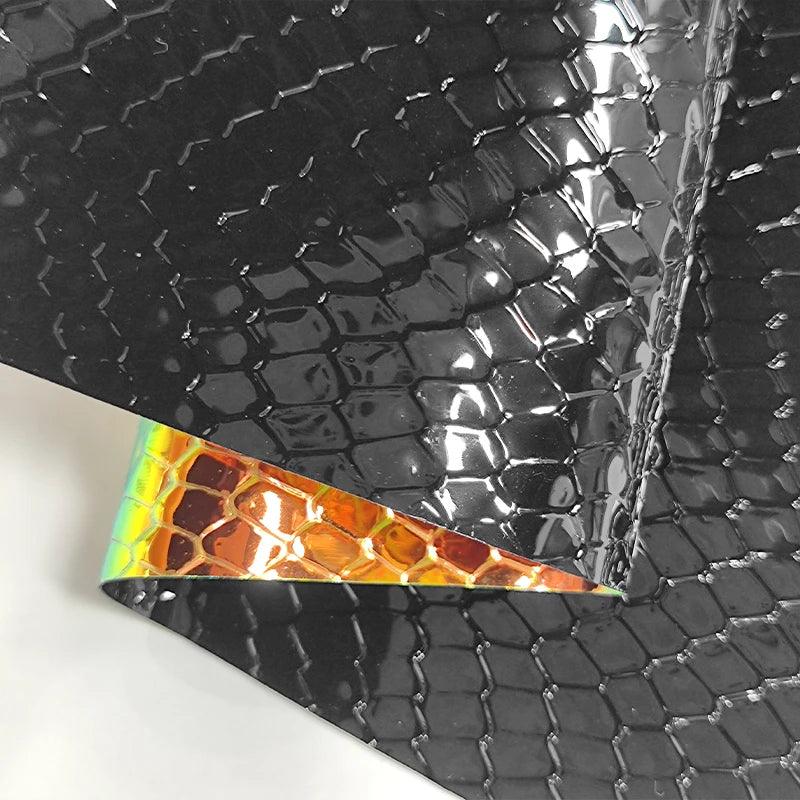 Lisslune | Iridescent Rainbow Snake Skin Holographic PVC Craft Fabric - Perfect for Artistic Creations