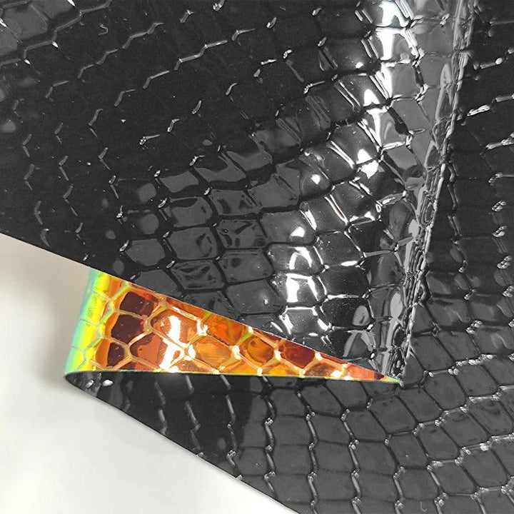 Lisslune | Iridescent Rainbow Snake Skin Holographic PVC Craft Fabric - Perfect for Artistic Creations