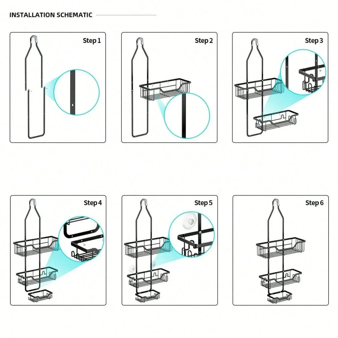 Rynx | Shower caddy Hanging bathroom basket storage Bathroom organizers high capacity Portable shelf Shower shelf Soap basket