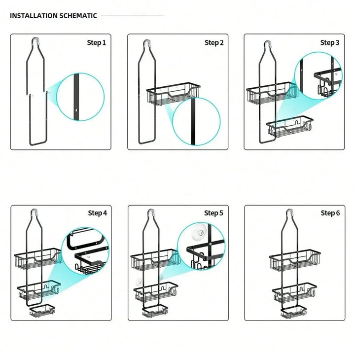 Rynx | Shower caddy Hanging bathroom basket storage Bathroom organizers high capacity Portable shelf Shower shelf Soap basket