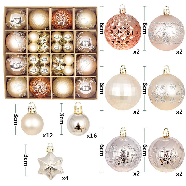 Rynx Christmas Ball Ornament Set Large Christmas Tree Hanging Decoration Snowflake Merry Christmas Decoration for Home 2025 New Year Party Gift