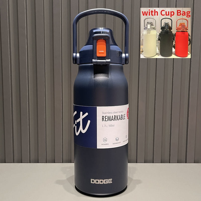 Lisslune | Stainless Steel Built-in Straw Camping Thermos