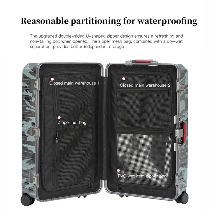 Lisslune | Zagreb – Wide Handle Hardshell Suitcase with Aluminium Frame & 360° Spinner Wheels