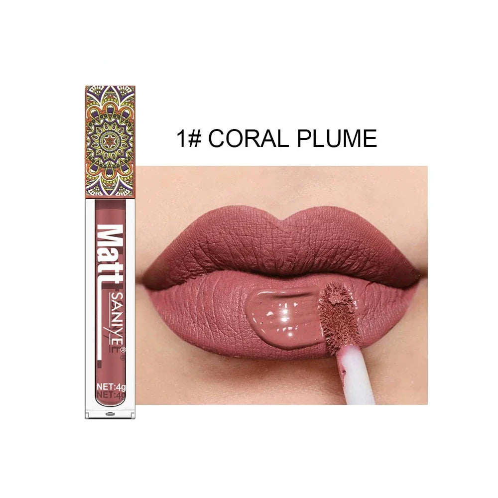 Rynx | Nudes Lip Gloss Waterproof Liquid Matte Lipstick Long-lasting 4g Quick-drying Red Lip Gloss Cosmetics Sexy Matte Velvet Lipstick