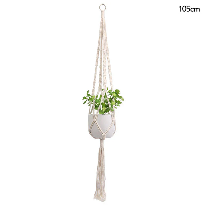 Rynx Macrame Handmade Plant Hanger Baskets Flower Pots Holders Balcony Hanging Decoration Knotted Lifting Rope Garden Supplies