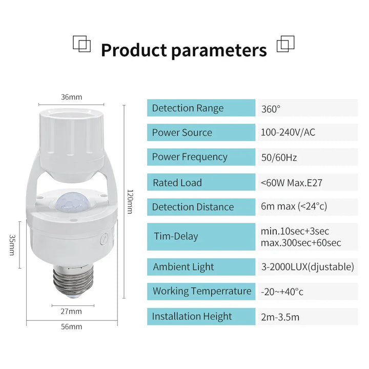 Lisslune | Motion-Activated Adjustable Smart Light Socket
