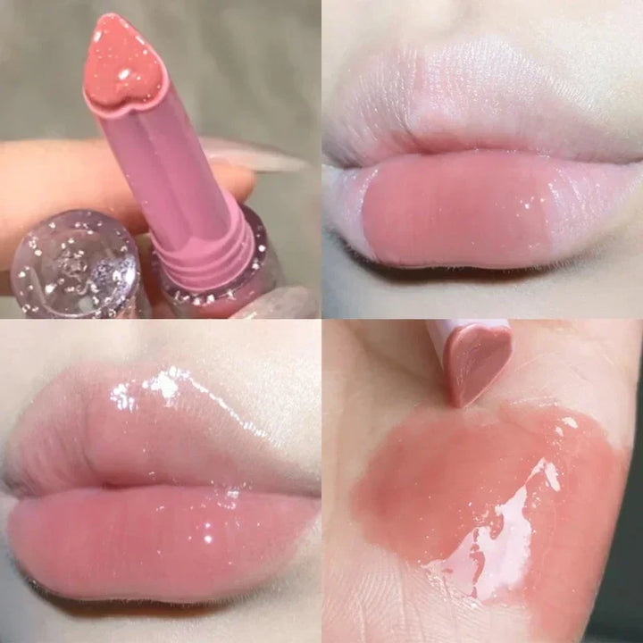 Rynx | 3PCS Heart-shaped Jelly Lipstick Pen Mirror Water Glitter Lip Lacquer Waterproof Moisturizing Lipstick Transparent Korean Makeup