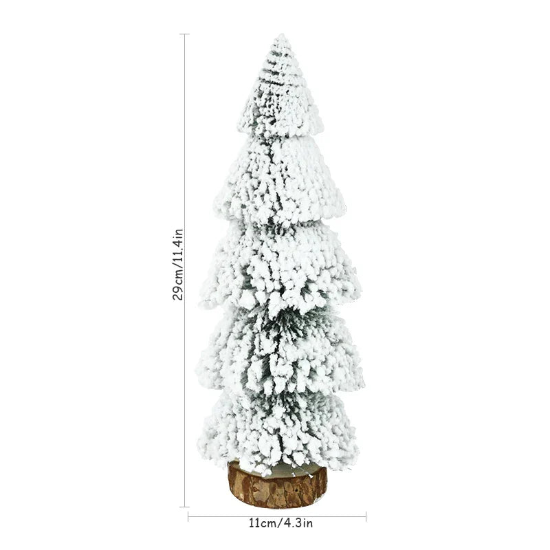 Rynx Mini Christmas Tree Ornament Snow Pine Tree Christmas Decorations for Home Desktop Xmas Navidad New Year Gift DIY Craft